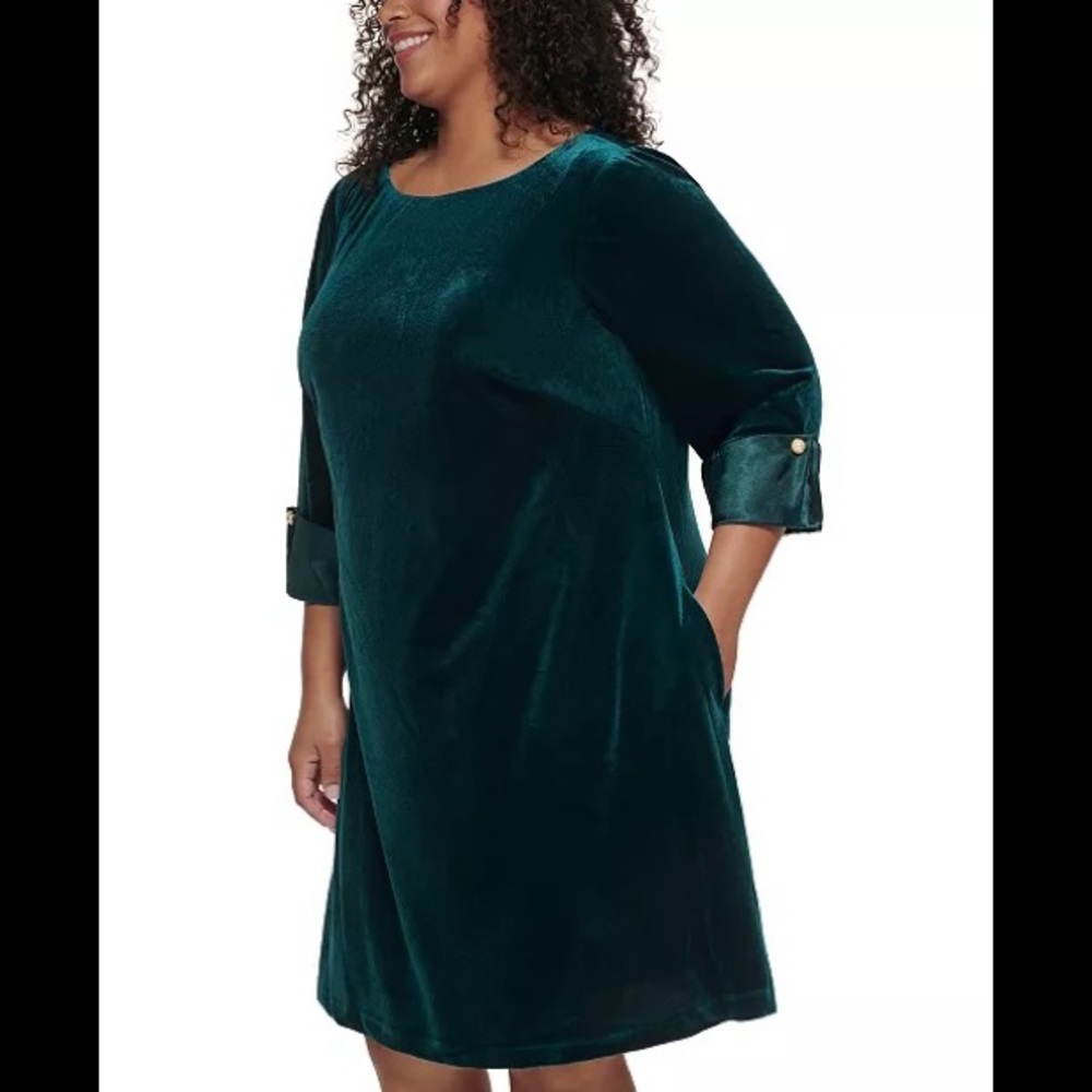 Jessica Howard Teal Velvet Midi Dress